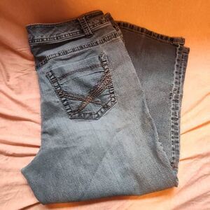 Sonoma Life & Style Modern Capri Stretch Faded Denim Blue Jean Womens 14 Midrise